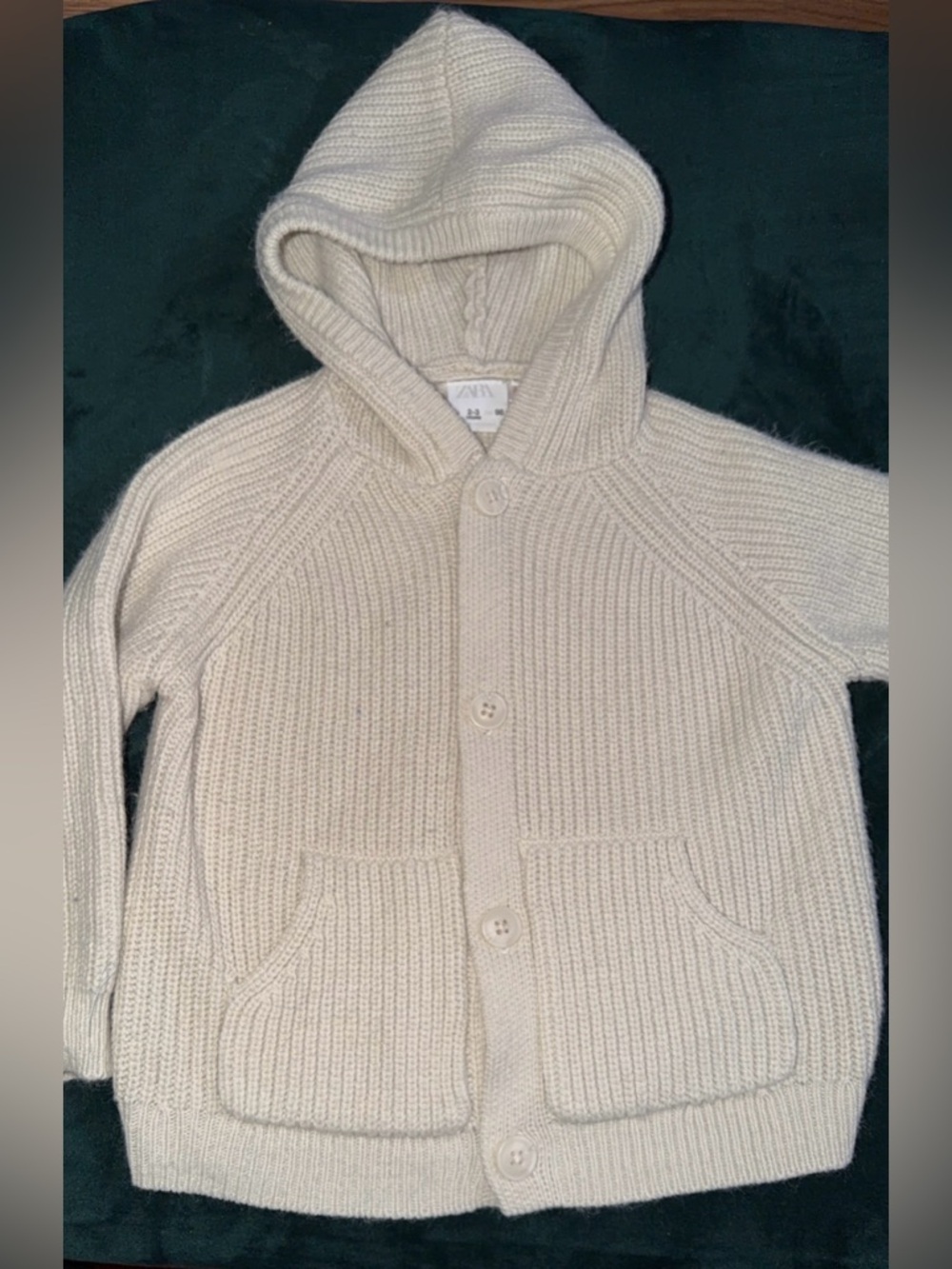 Zara Hooded Cream Knit Cardigan